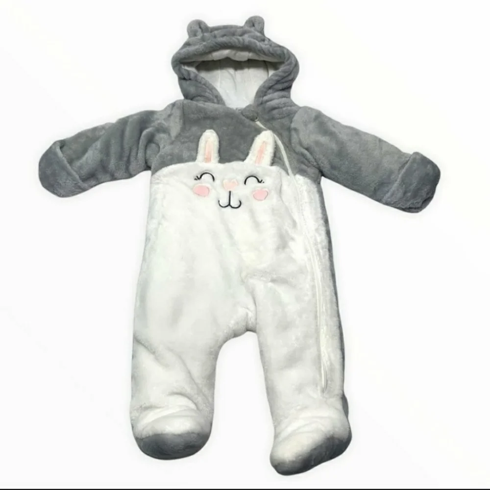 Wonder Nation Bunny Rabbit Winter Body Suit Cozy Warm Zip Front One Piece Easter